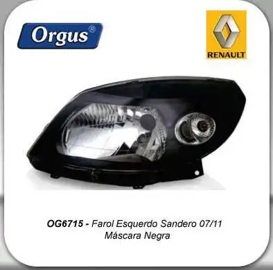 FAROL RENAULT SANDERO 2007/ ESQ (MASC NEGRA)