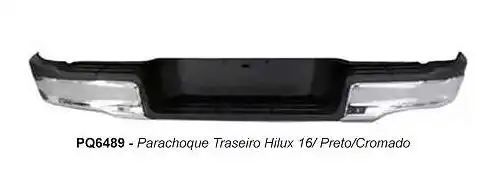 PARACHOQUE TRAS HILUX 2016 A 2023 PRETO/CROMADO