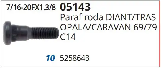 PARAFUSO RODA OPALA 69/79 DIANT/TRAS