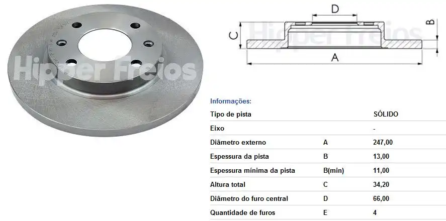 DISCO FREIO DIANTEIRO PEUGEOT 206 1.0 1.4 1998/ SOLIDO