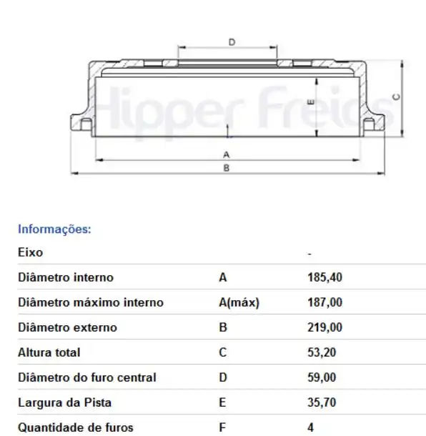 TAMBOR FREIO TRASEIRO FIAT UNO 1985 EM DIANTE