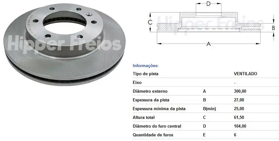 DISCO FREIO DIANTEIRO S-10 4X2 4X4 2017/ VENTILADO