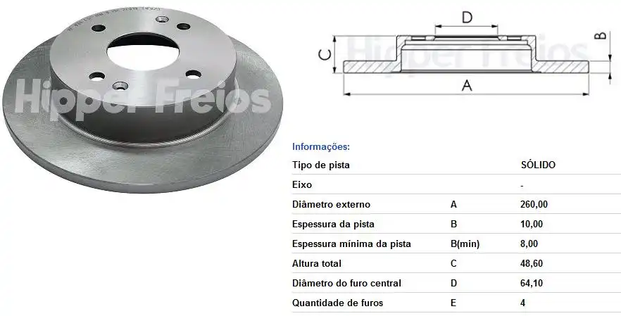 DISCO FREIO TRAS HONDA ACCORD 2.0 2.2 16V 94/