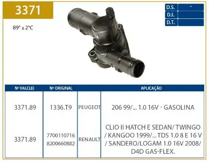 VALVULA TERMOSTATICA RENAULT CLIO 1.0 8V 16V 1999 A 2013