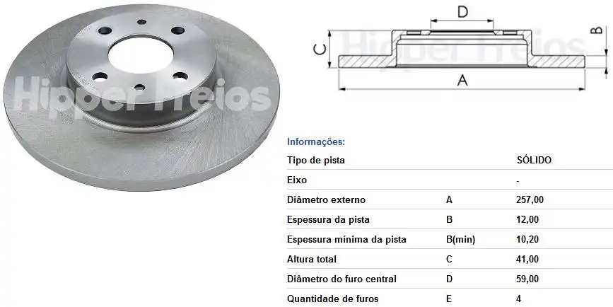 DISCO FREIO DIANTEIRO FIAT PALIO 1.4 2012/ SOLIDO