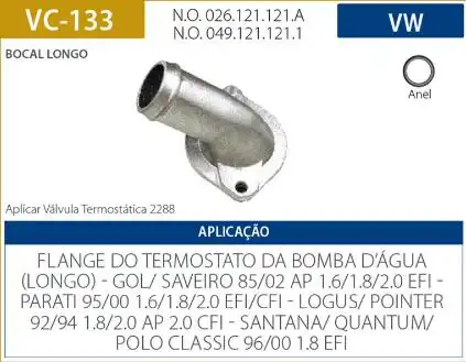 CAMARA VALVULA TERMOSTATICA GOL G1 G2 G3 G4 1985 A 2014 AP