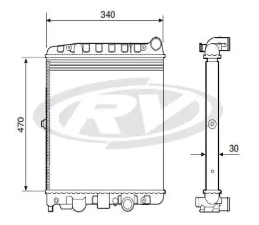 RADIADOR GOL PLUS 1997 A 2008 1.0 8V 2 SAIDA MESMO LADO
