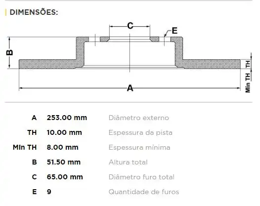 DISCO FREIO TRASEIRO JETTA 1.4 TSI 2016/
