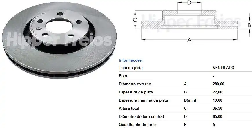 DISCO FREIO DIANTEIRO GOLF 2.0 1999 A 2014 VENTILADO
