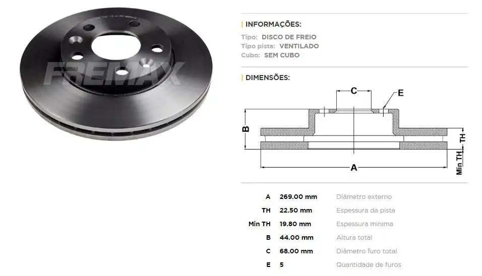 DISCO FREIO DIANTEIRO RENAULT CAPTUR 1.6 16V 2017/ VENTILADO
