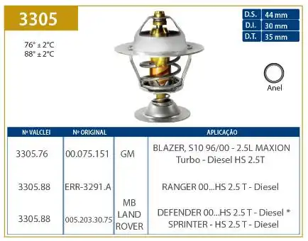VALVULA TERMOSTATICA S-10 2.5 1996 A 2000 MAXION TURBO DIESE
