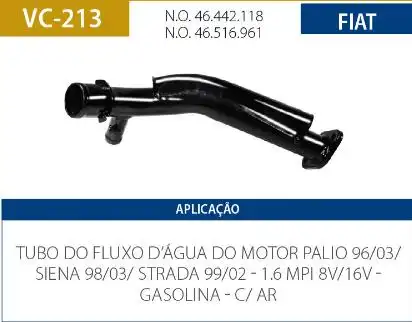 TUBO REFRIGERACAO MOTOR FIAT PALIO 1.6 16V 1996 A 2003 S/ AR