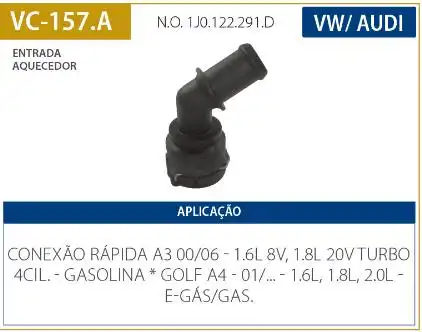 TUBO CONEXAO DAGUA GOLF 1.6 8V 2001/ - 1 SAIDA