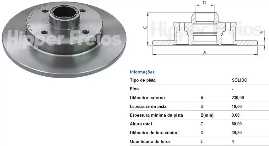 DISCO FREIO TRAS MONZA KADETT IPANEMA
