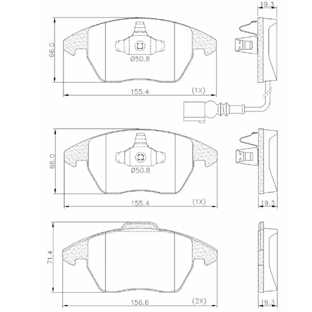 PASTILHA FREIO DIANTEIRA AUDI A3 1.6 1.9 2.0 3.2 V6 2003/