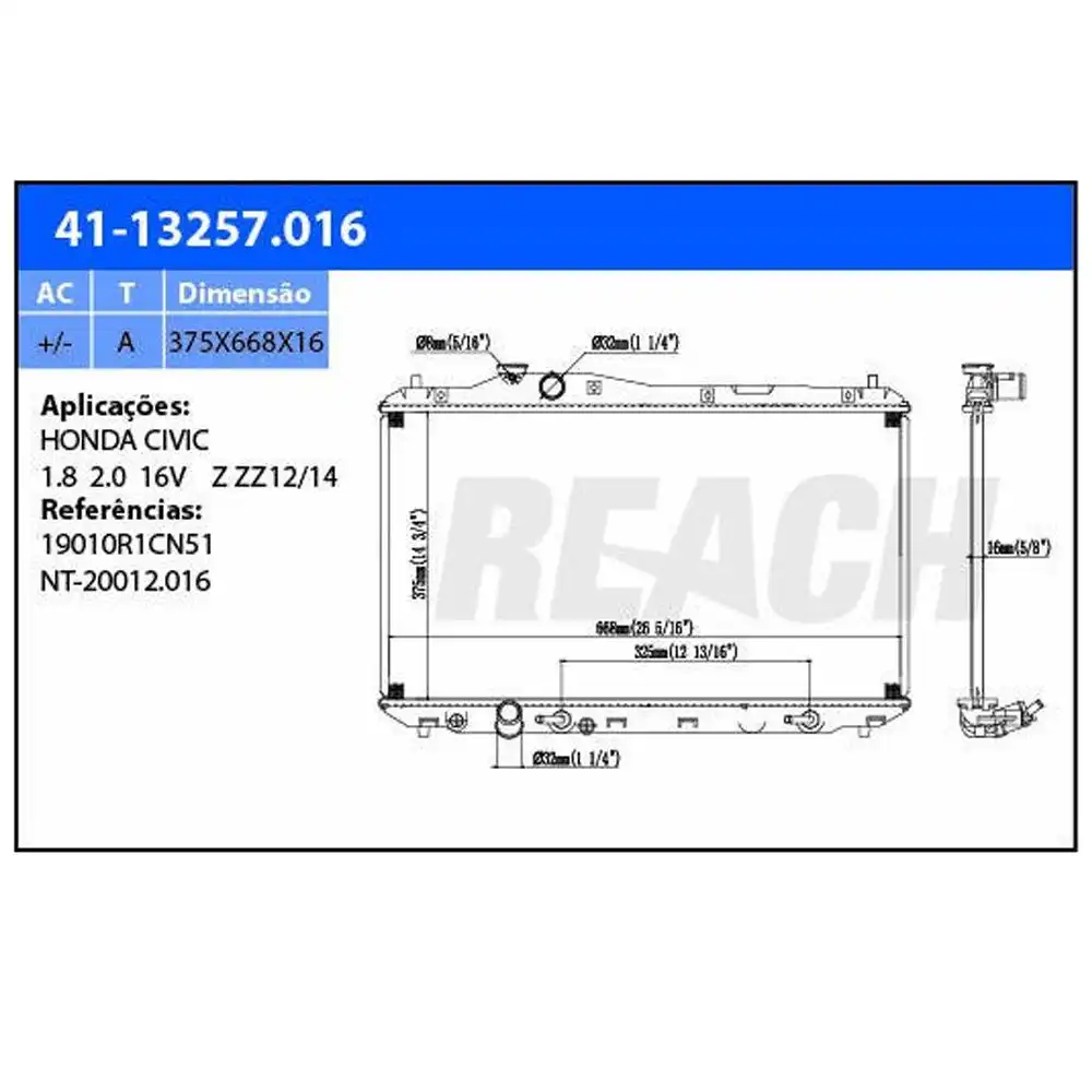 RADIADOR HONDA CIVIC 1.8 16V 2012 A 2014 COM AR