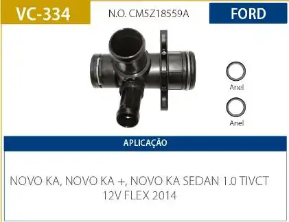 TUBO CONEXAO DAGUA NEW FIESTA 1.0 12V 2016 A 2019 ECOBOOST