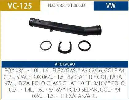 TUBO REFRIGERACAO MOTOR GOL G2 G3 1.0 8V 16V 2000 A 2006 AT