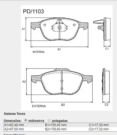 PASTILHA FREIO DIANTEIRA ECOSPORT 2.0 AUT 2005 A 2009