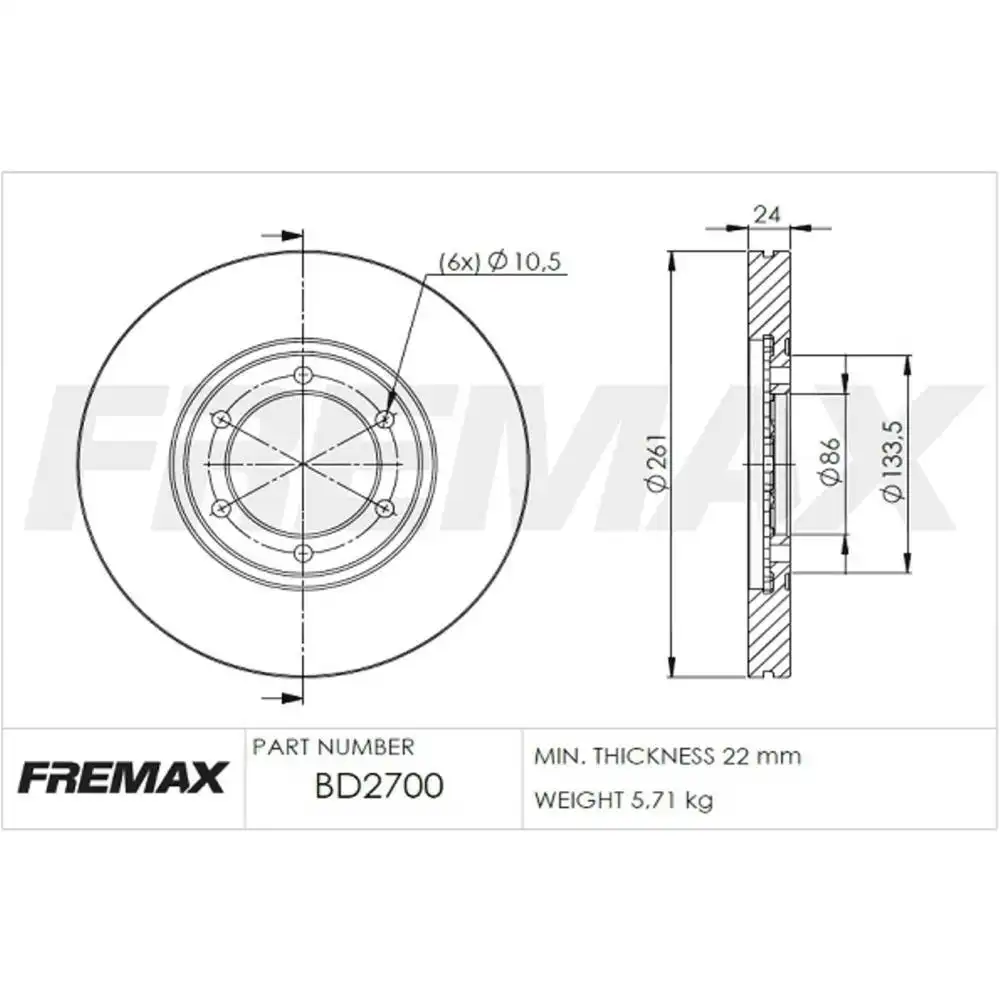 DISCO FREIO DIANTEIRO KIA BONGO 2.5 2007 A 2012
