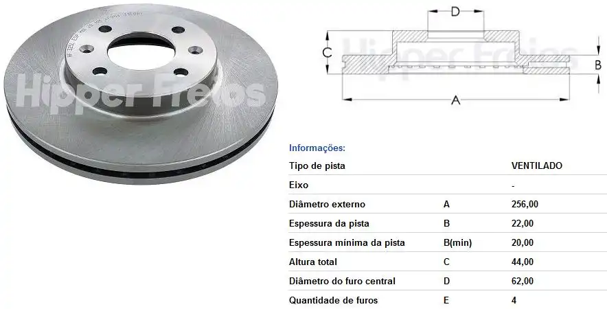 DISCO FREIO DIANTEIRO HYUNDAI HB20 1.6 16V 2013 A 2022