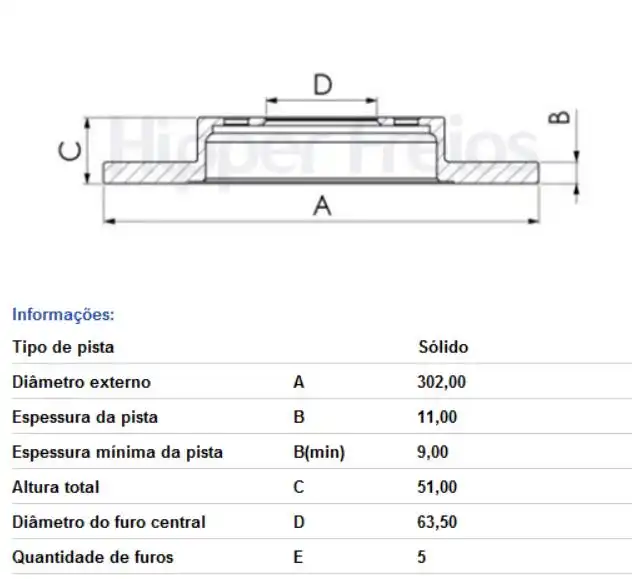 DISCO FREIO TRASEIRO LAND ROVER EVOQUE 2.0 2012 ACIMA