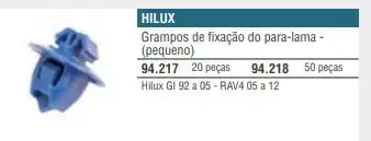 GRAMPO FIXACAO MOLDURA PARALAMA TOYOTA HILUX 2005 AZUL