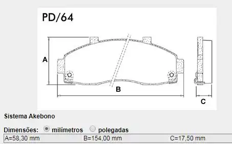 PASTILHA FREIO DIANTEIRA BESTA GS 1997/