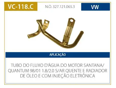 TUBO REFRIGERACAO MOTOR SANTANA 1.8 2.0 1998 A 2001 GAS S/AR