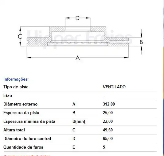 DISCO FREIO DIANTEIRO GOLF 2.0 2005 ACIMA VENTILADO