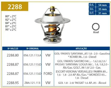 VALVULA TERMOSTATICA PASSAT 1.6 1.8 2.0 1986/ AP
