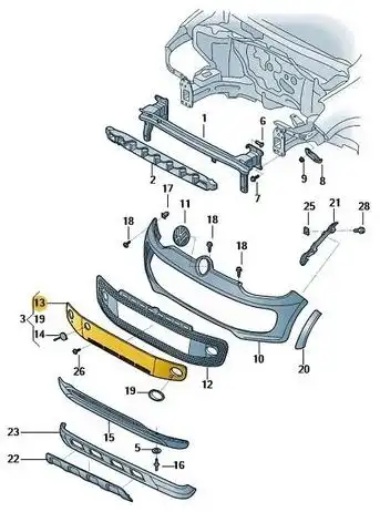 GRADE PARACHOQUE DIANT VW UP! 14/16 CENTRAL C/FAROLETE