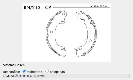 SAPATAS FREIO RENAULT MEGANE 1.6 2.0 95/ (203/ 38MM)