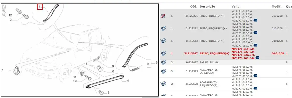 FRISO PARABRISA FIAT PALIO 01/ ESQ