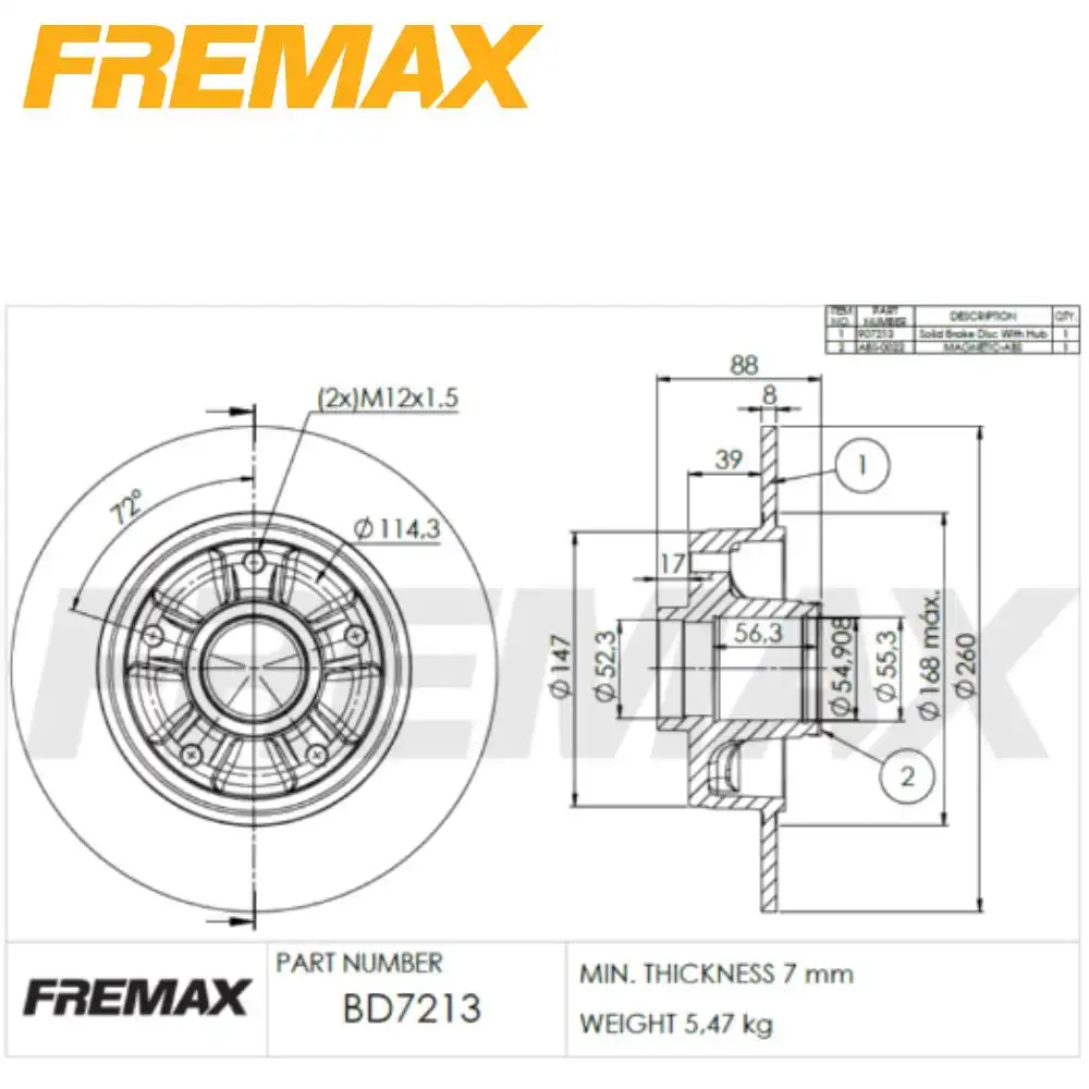 DISCO FREIO TRASEIRO RENAULT FLUENCE 2011 A 2018 COM CUBO