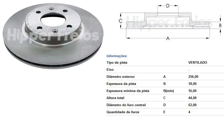 DISCO FREIO DIANTEIRO HYUNDAI HB20 1.0 12V 2013 A 2022