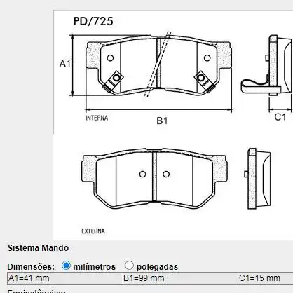 PASTILHA FREIO TRASEIRA HYUNDAI AZERA 3.3 2006 A 2011