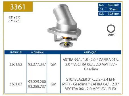 VALVULA TERMOSTATICA ASTRA 1.8 2.0 8V 1998 A 2004