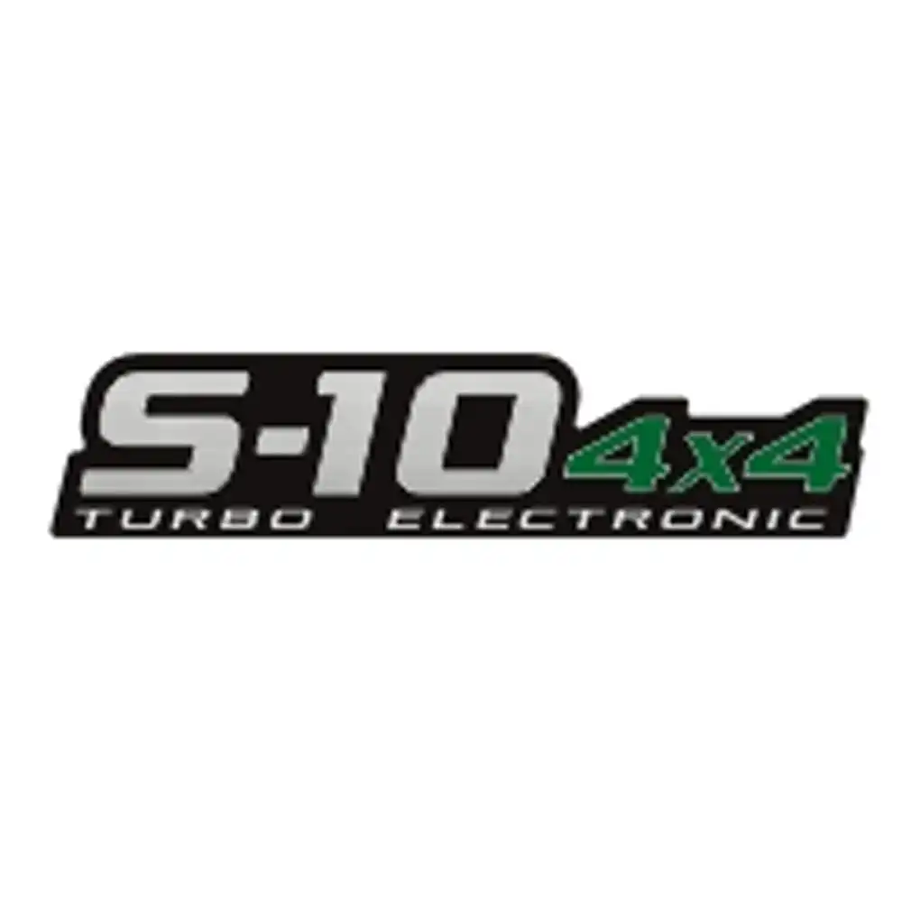 EMBLEMA ADESIVO "S-10 4X4 TURBO ELECTRONIC" VERDE PEQUENO