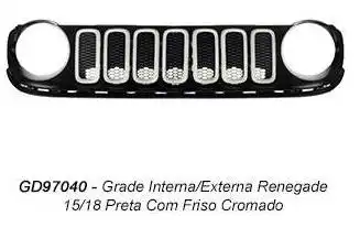GRADE RADIADOR JEEP RENEGADE 15/18 PRETO C/FRI CROM INT/EXT