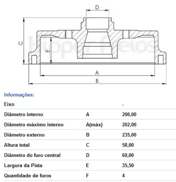TAMBOR FREIO TRASEIRO ONIX 2013 A 2019