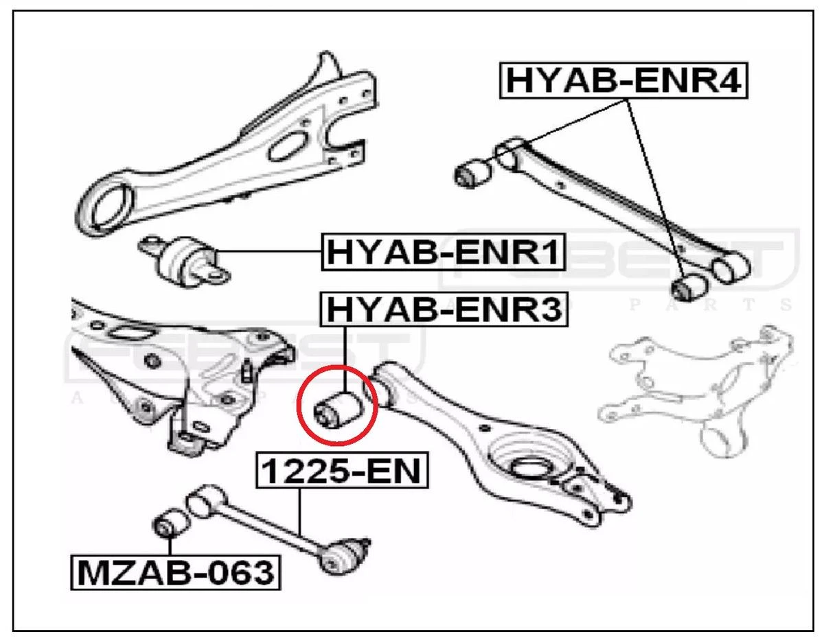 BUCHA BANDEJA SUSPENSAO TRASEIRA HYUNDAI I30 2007 A 2012