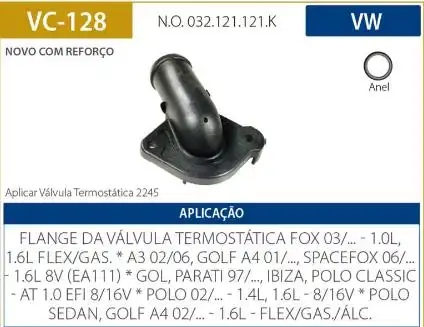 CAMARA VALVULA TERMOSTATICA GOL G2 G3 G4 1.0 1995 A 2014 AT