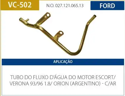 TUBO REFRIGERACAO MOTOR ESCORT 1.8 1993 A 1996 COM AR