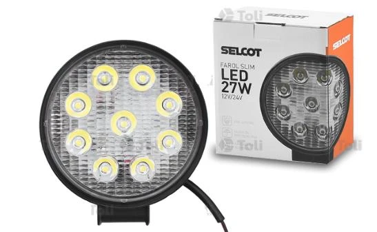FAROL AUXILIAR UNIVERSAL REDONDO LED 12V 24V 27W