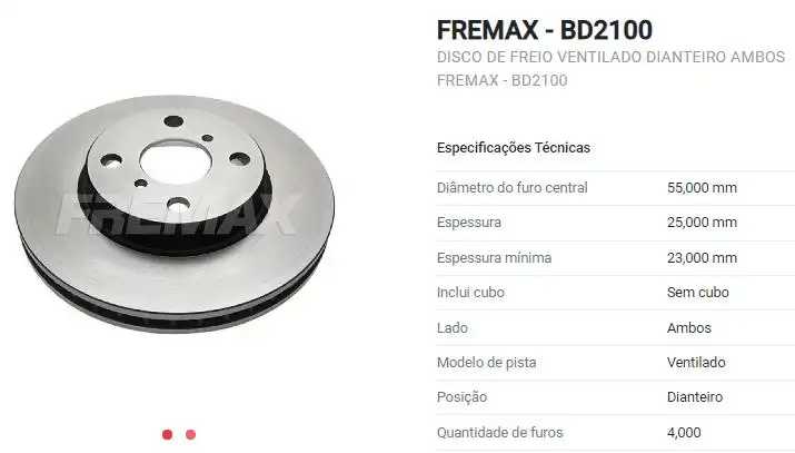 DISCO FREIO DIANTEIRO TOYOTA COROLLA 1.6 1.8 16V 2003 A 2008