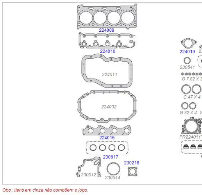JUNTA MOTOR GOL POWER 1.6 8V FOX 1.6 8V 03/ EA111 SUP METAL