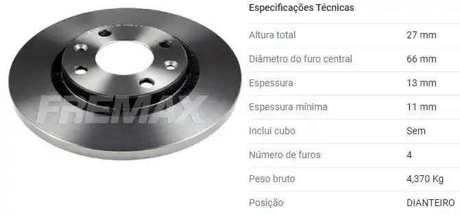 DISCO FREIO DIANTEIRO PEUGEOT 206 1.0 16V 2000 A 2005 SOLIDO