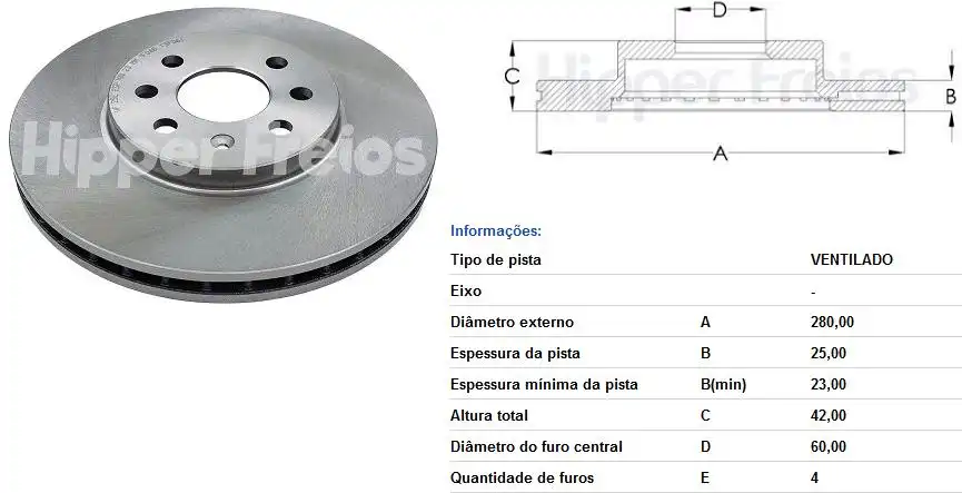 DISCO FREIO DIANTEIRO ASTRA 2.0 8V 2005 A 2011 VENTILADO ARO