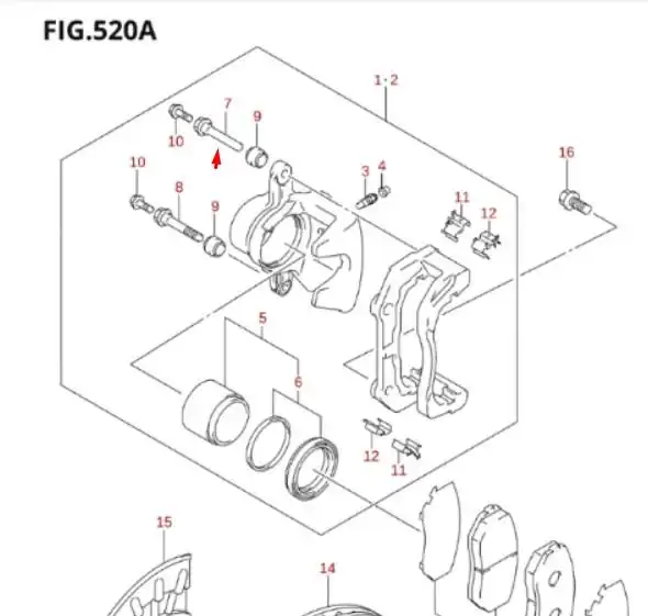 PINO PINCA FREIO DIANT SUZUKI VITARA 2006/ SUP